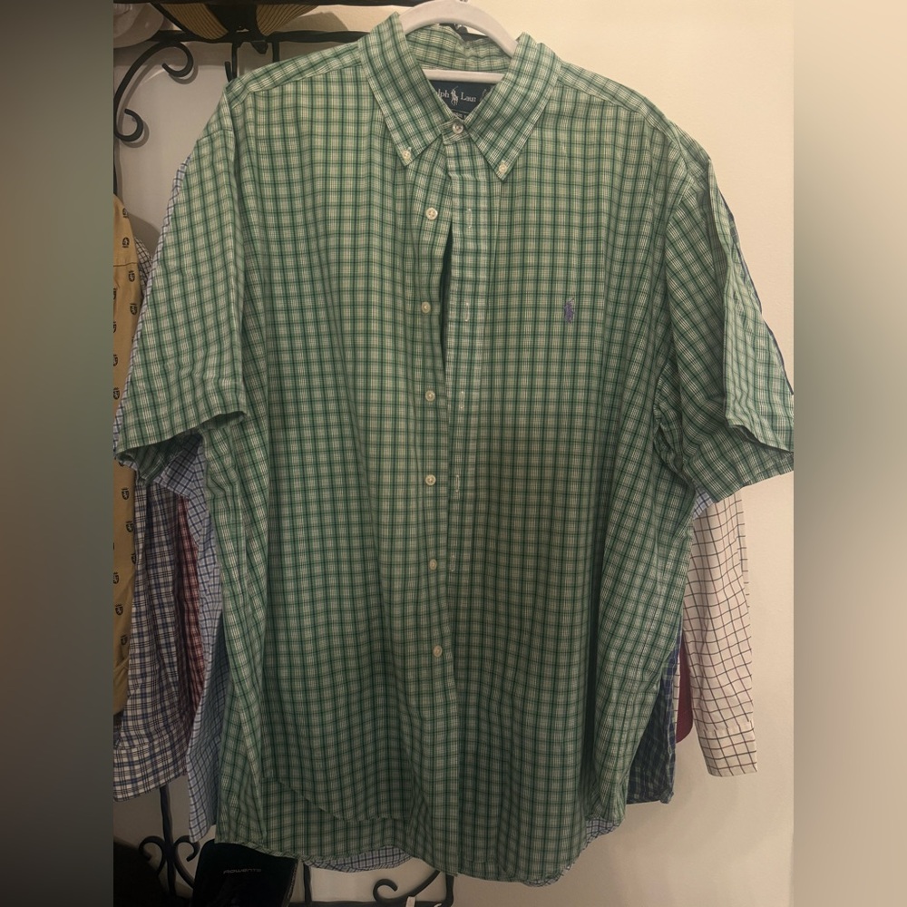 Polo by Ralph Lauren Green Plaid Short Sleeve Button-Down Shirt